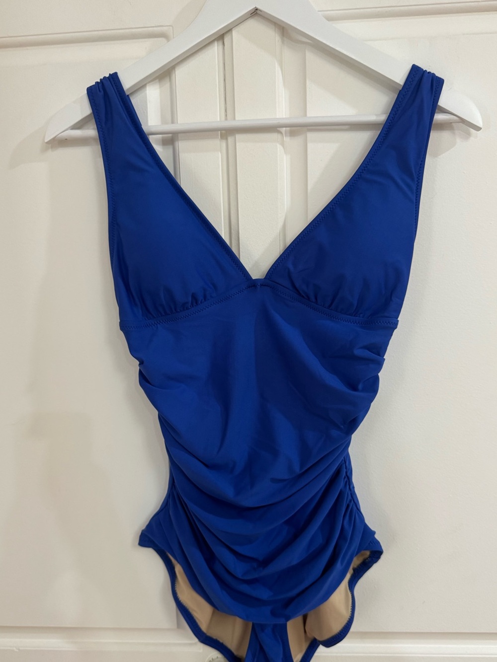 Ruched one piece plunge swimsuit